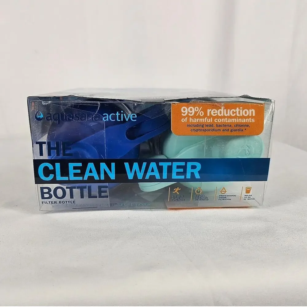 AQUASANA 2-PACK ACTIVE CLEAN WATER FILTER BOTTLE FILTERS UP TO 80 GALLONS EACH